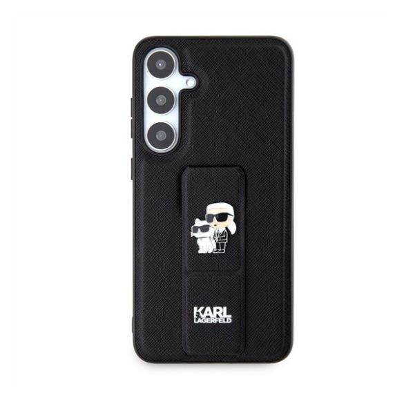 Karl Lagerfeld Gripstand Saffiano Karl&Choupette Pins Samsung Galaxy S24+ tok, fekete