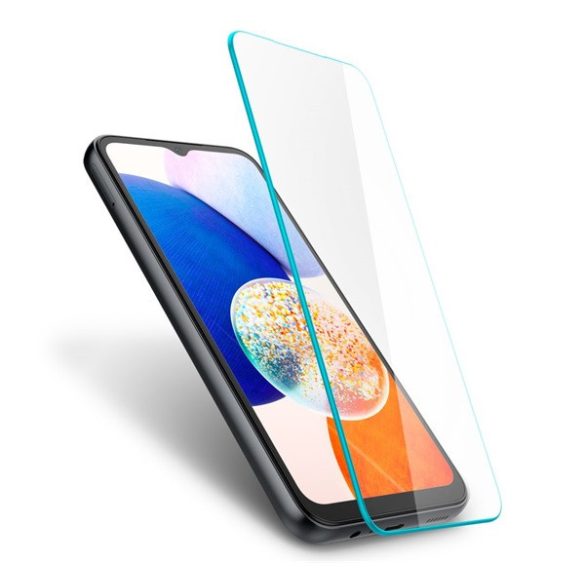 Samsung Galaxy A15 4G / A15 5G SM-A155F / A156B, Kijelzővédő fólia, (az íves részre NEM hajlik rá!), Tempered Glass (edzett üveg), Spigen Glastr Slim, Clear, 2 db / csomag