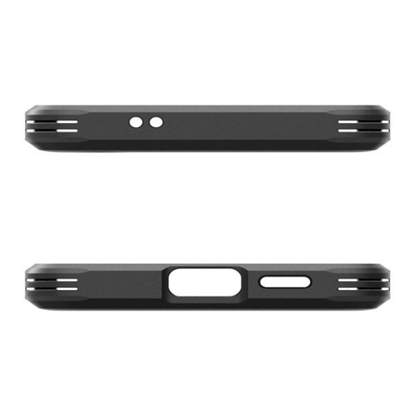Samsung Galaxy S24 SM-S921, Szilikon tok + műanyag hátlap, kitámasztóval, Spigen Tough Armor, fekete