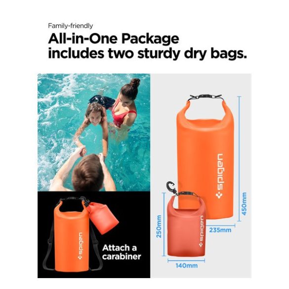 Univerzális sport hátitáska, zárható, vízálló, Spigen Aqua Shield A630, narancssárga