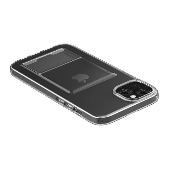 Apple iPhone 15, Szilikon tok, kártyatartóval, Spigen Crystal Slot, átlátszó