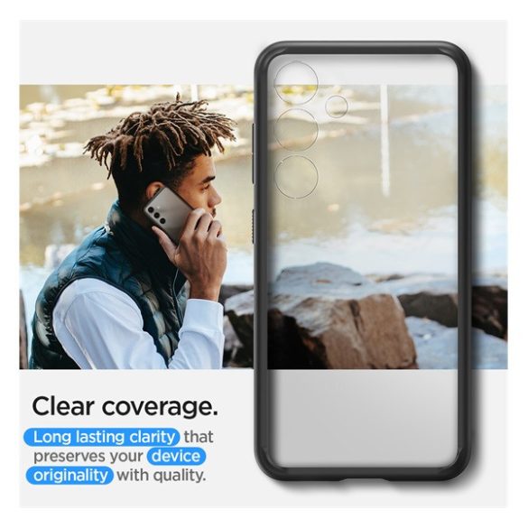 Samsung Galaxy S24 Plus SM-S926, Műanyag hátlap védőtok + szilikon keret, Spigen Ultra Hybrid, átlátszó/fekete