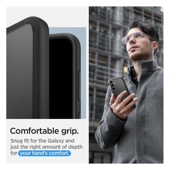 Samsung Galaxy S24 Plus SM-S926, Műanyag hátlap védőtok + szilikon keret, Spigen Ultra Hybrid, átlátszó/fekete