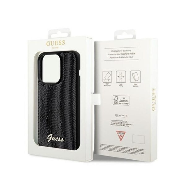 Guess Sequin Script Logo iPhone 14 Pro Max tok, fekete