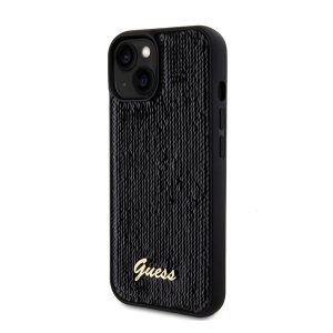 Guess Sequin Script Logo iPhone 15 Plus tok, fekete