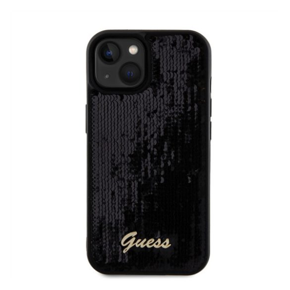 Guess Sequin Script Logo iPhone 15 Plus tok, fekete