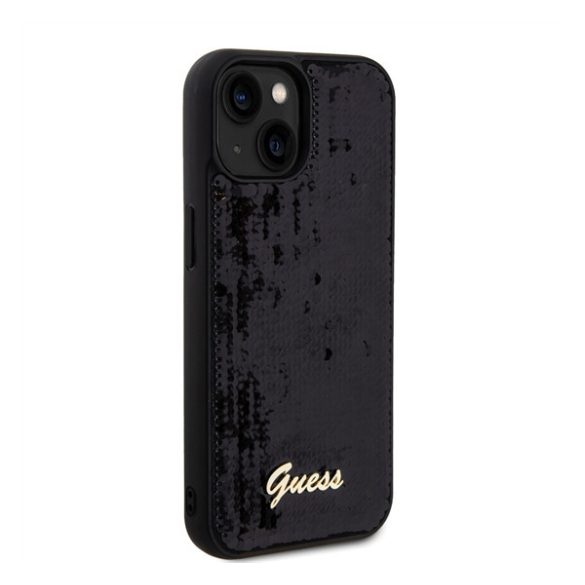 Guess Sequin Script Logo iPhone 15 Plus tok, fekete