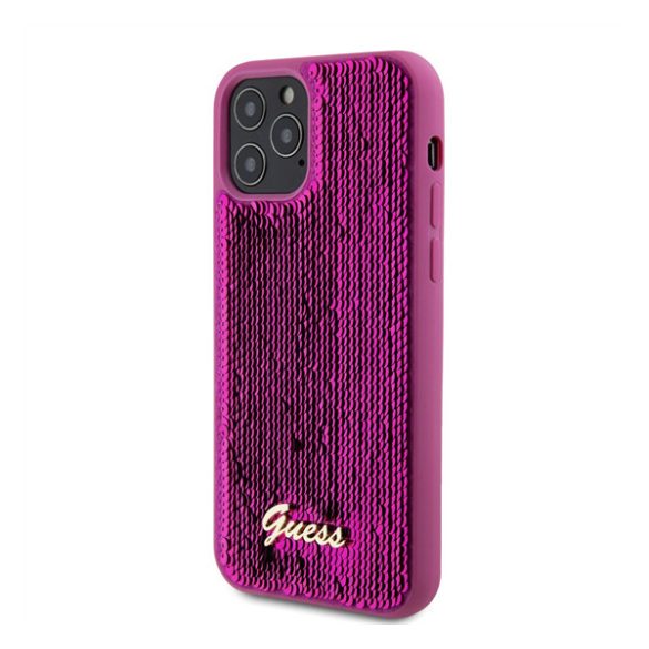 Guess Sequin Script Logo iPhone 12/12 Pro tok, magenta