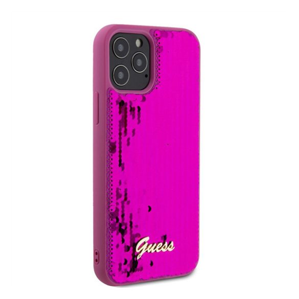 Guess Sequin Script Logo iPhone 12/12 Pro tok, magenta