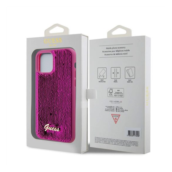 Guess Sequin Script Logo iPhone 12/12 Pro tok, magenta