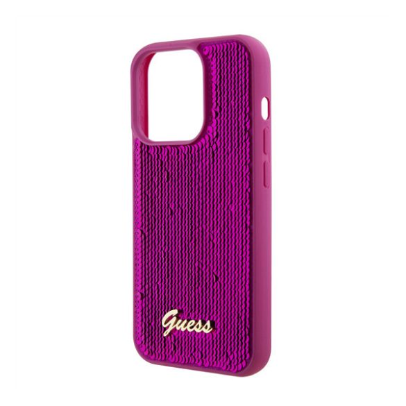 Guess Sequin Script Logo iPhone 15 Pro tok, magenta