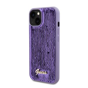 Guess Sequin Script Logo iPhone 13 tok, lila