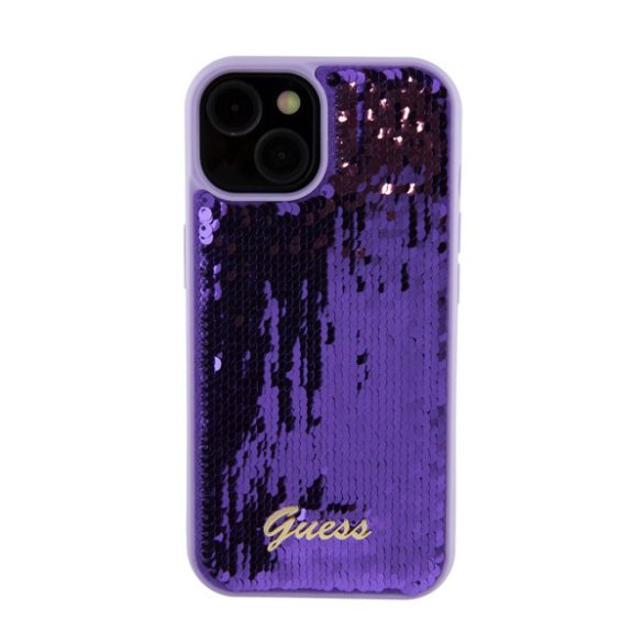 Guess Sequin Script Logo iPhone 15 Plus tok, lila