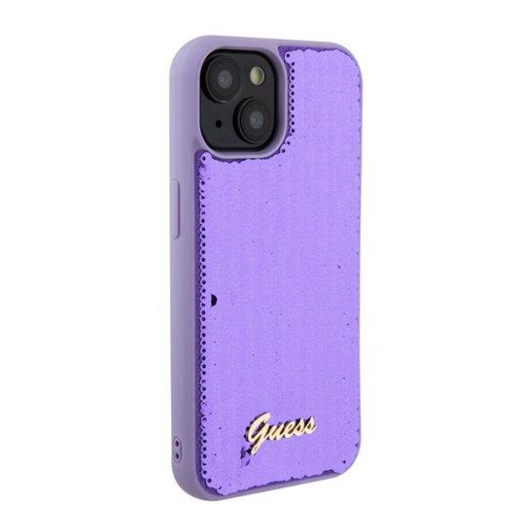 Guess Sequin Script Logo iPhone 15 Plus tok, lila