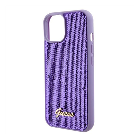 Guess Sequin Script Logo iPhone 15 Plus tok, lila