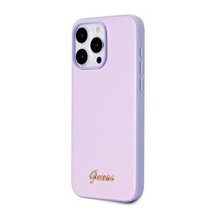 Guess PU Leather Iridescent Metal Script iPhone 15 Pro Max tok, lila