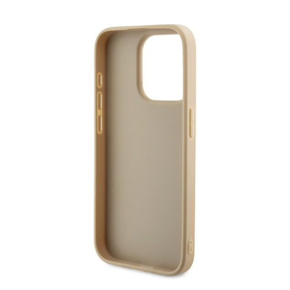 Guess PU Leather Iridescent Metal Script iPhone 15 Pro tok, arany