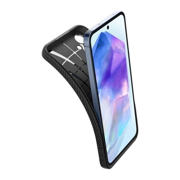 Samsung Galaxy A55 5G SM-A556B, Szilikon tok, Spigen Liquid Air, háromszög minta, fekete