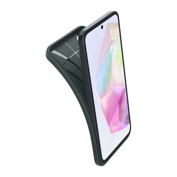 Samsung Galaxy A35 5G SM-A356B, Szilikon tok, Spigen Liquid Air, háromszög minta, sötétzöld