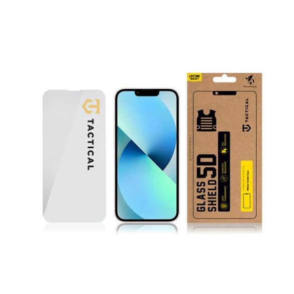 Apple iPhone 13 Mini, Kijelzővédő fólia, ütésálló fólia (az íves részre NEM hajlik rá!), Tempered Glass (edzett üveg), Tactical Glass Shield 2.5D, Clear