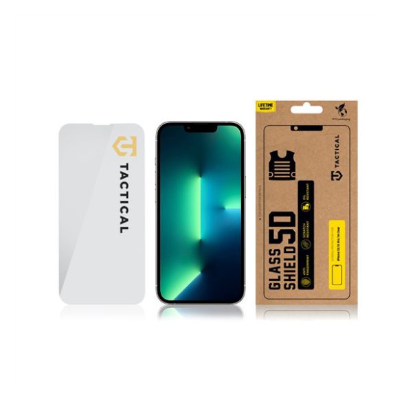 Apple iPhone 13 / 13 Pro / 14, Kijelzővédő fólia, ütésálló fólia (az íves részre NEM hajlik rá!), Tempered Glass (edzett üveg), Tactical Glass Shield 2.5D, Clear