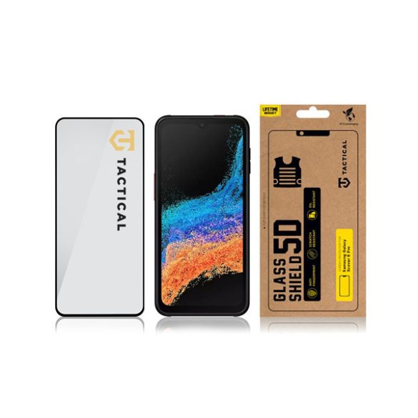 Samsung Galaxy Xcover 6 Pro SM-G736B, Kijelzővédő fólia, ütésálló fólia (az íves részre is!), Tempered Glass (edzett üveg), Full Glue, Tactical Glass Shield 5D, fekete