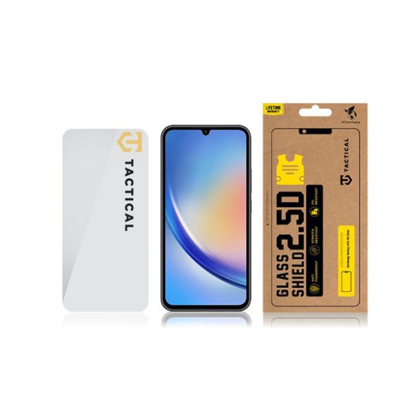 Samsung Galaxy A34 5G SM-A346B, Kijelzővédő fólia, ütésálló fólia (az íves részre NEM hajlik rá!), Tempered Glass (edzett üveg), Tactical Glass Shield 2.5D, Clear