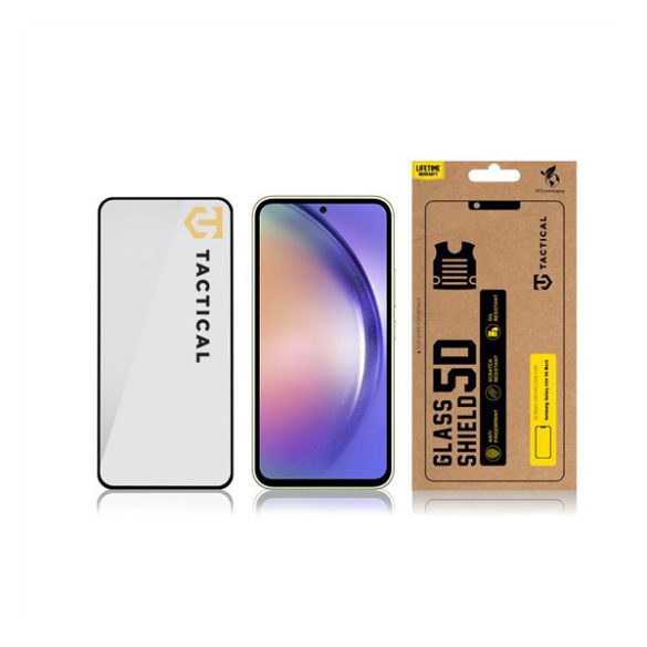 Samsung Galaxy A54 5G SM-A546B, Kijelzővédő fólia, ütésálló fólia (az íves részre is!), Tempered Glass (edzett üveg), Full Glue, Tactical Glass Shield 5D, fekete