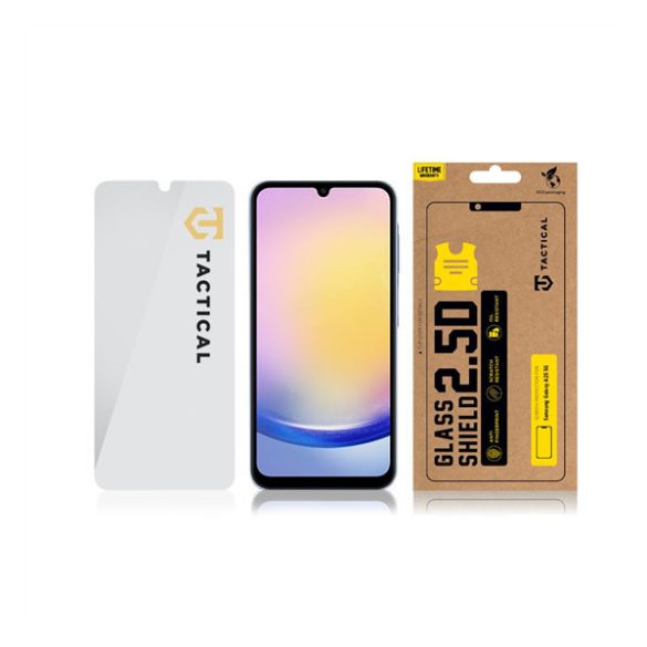 Samsung Galaxy A25 5G SM-A256B, Kijelzővédő fólia, ütésálló fólia (az íves részre NEM hajlik rá!), Tempered Glass (edzett üveg), Tactical Glass Shield 2.5D, Clear