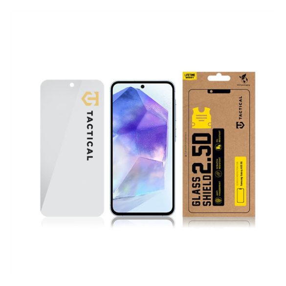 Samsung Galaxy A55 5G SM-A556B, Kijelzővédő fólia, ütésálló fólia (az íves részre NEM hajlik rá!), Tempered Glass (edzett üveg), Tactical Glass Shield 2.5D, Clear