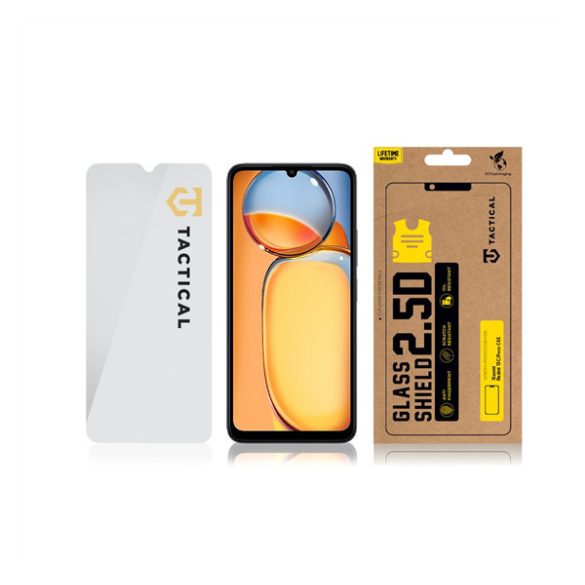 Xiaomi Redmi 13C 4G / Poco C65, Kijelzővédő fólia, ütésálló fólia (az íves részre NEM hajlik rá!), Tempered Glass (edzett üveg), Tactical Glass Shield 2.5D, Clear