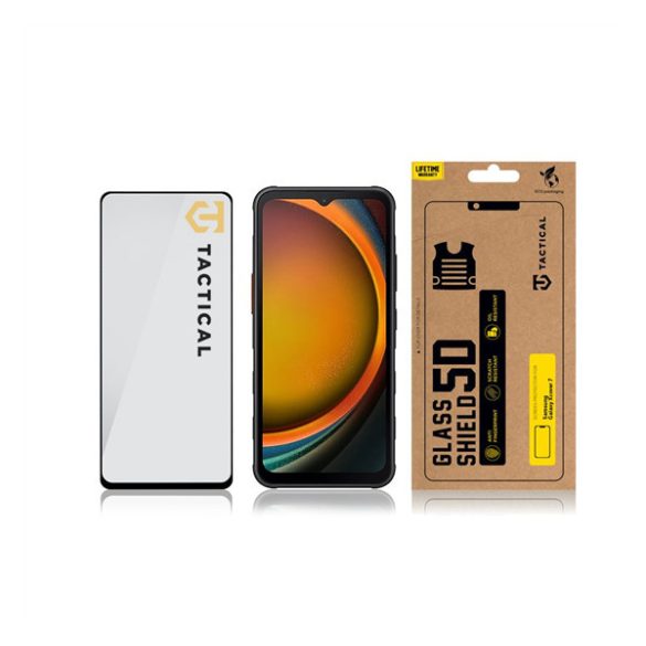 Samsung Galaxy Xcover 7 SM-G556B, Kijelzővédő fólia, ütésálló fólia (az íves részre is!), Tempered Glass (edzett üveg), Full Glue, Tactical Glass Shield 5D, fekete