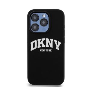 DKNY Liquid Silicone Arch Logo iPhone 15 Pro Magsafe tok, fekete