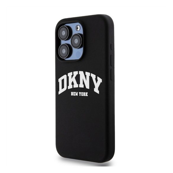 DKNY Liquid Silicone Arch Logo iPhone 15 Pro Magsafe tok, fekete