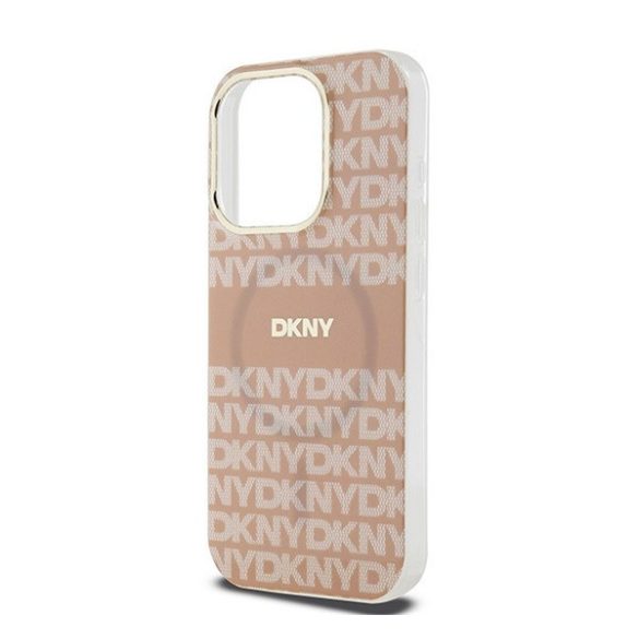 DKNY PC/TPU Repeat Pattern Tonal Stripe Apple iPhone 15 Pro Magsafe tok, rózsaszín