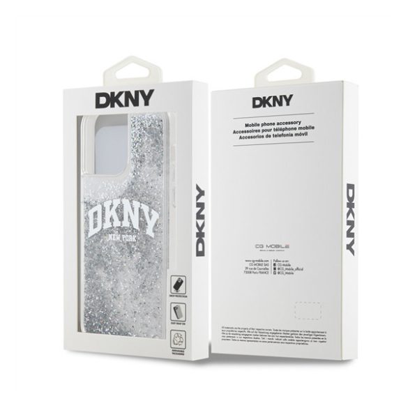 DKNY Liquid Glitter Arch Logo iPhone 15 Pro tok Max tok, átlátszó