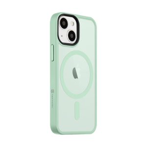 Apple iPhone 13 Mini, Műanyag hátlap védőtok + szilikon keret, közepesen ütésálló, Magsafe kompatibilis, Tactical MagForce Hyperstealth, áttetsző/menta