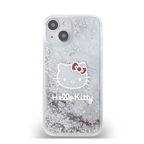 Hello Kitty Liquid Glitter Electroplating Head Logo Apple Iphone 13 hátlap tok, átlátszó