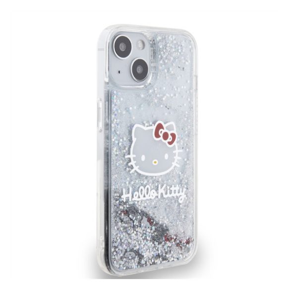 Hello Kitty Liquid Glitter Electroplating Head Logo Apple Iphone 13 hátlap tok, átlátszó