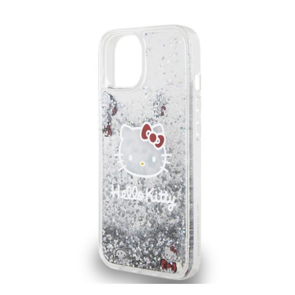 Hello Kitty Liquid Glitter Electroplating Head Logo Apple Iphone 13 hátlap tok, átlátszó