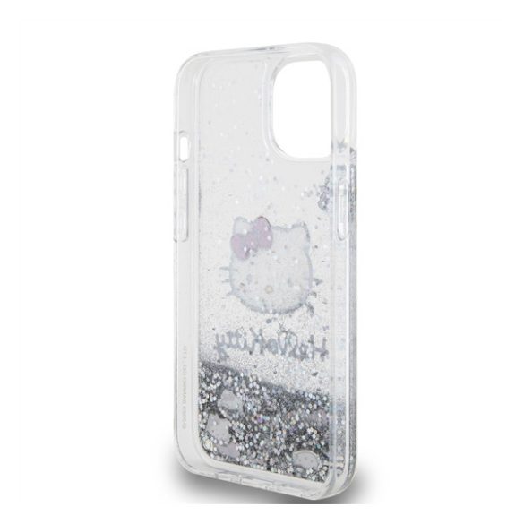 Hello Kitty Liquid Glitter Electroplating Head Logo Apple Iphone 13 hátlap tok, átlátszó