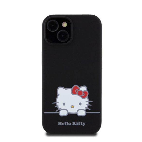 Hello Kitty Liquid Silicone Daydreaming Logo Apple Iphone 15 hátlap tok, fekete