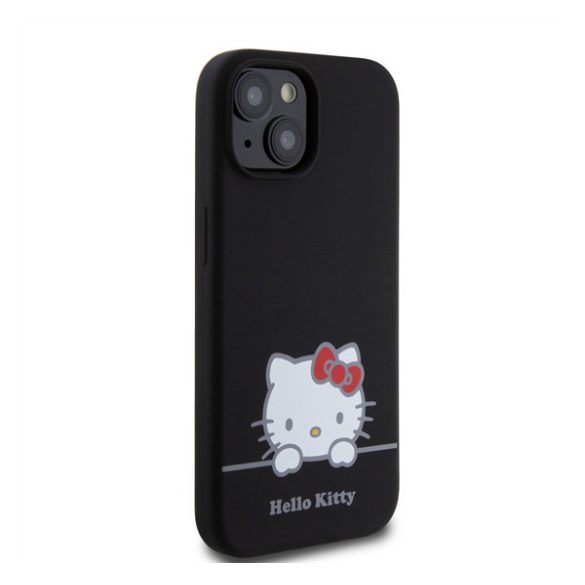 Hello Kitty Liquid Silicone Daydreaming Logo Apple Iphone 15 hátlap tok, fekete