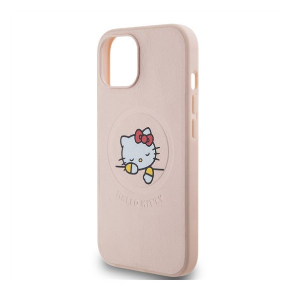 Hello Kitty PU Kitty Asleep Logo Apple Iphone 15 Magsafe hátlap tok, rózsaszín