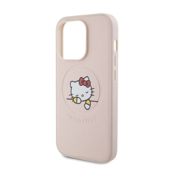 Hello Kitty PU Kitty Asleep Logo Apple Iphone 15 Pro MagSafe hátlap tok, rózsaszín