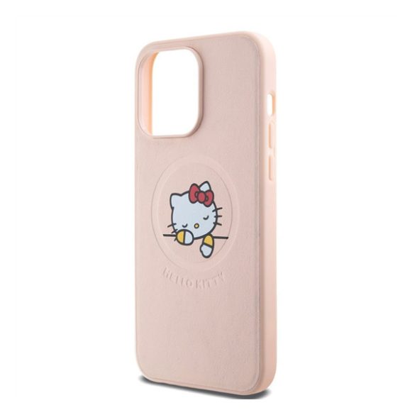 Hello Kitty PU Kitty Asleep Logo Apple iPhone 15 Pro Max MagSafe hátlap tok, rózsaszín