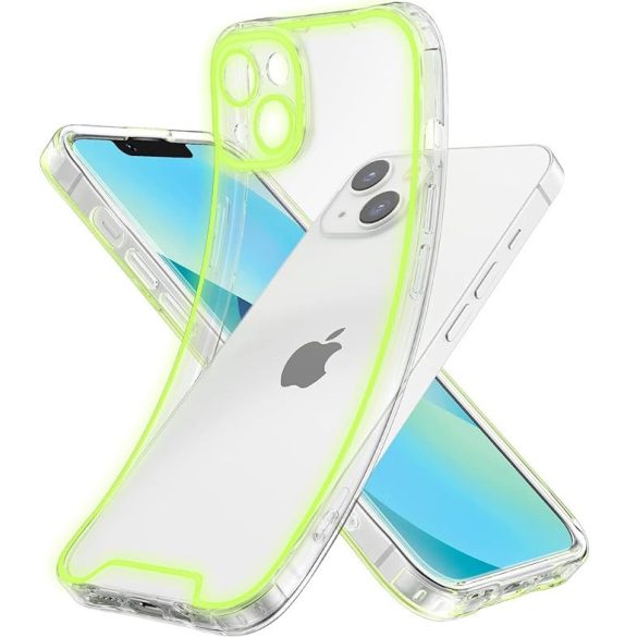 Apple iPhone 11, Szilikon tok, foszforeszkáló, sötétben világító, átlátszó/sárga