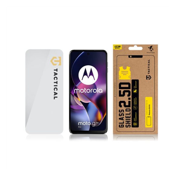 Motorola Moto G73 5G / G14 / G54, Kijelzővédő fólia, ütésálló fólia (az íves részre NEM hajlik rá!), Tempered Glass (edzett üveg), Tactical Glass Shield 2.5D, Clear