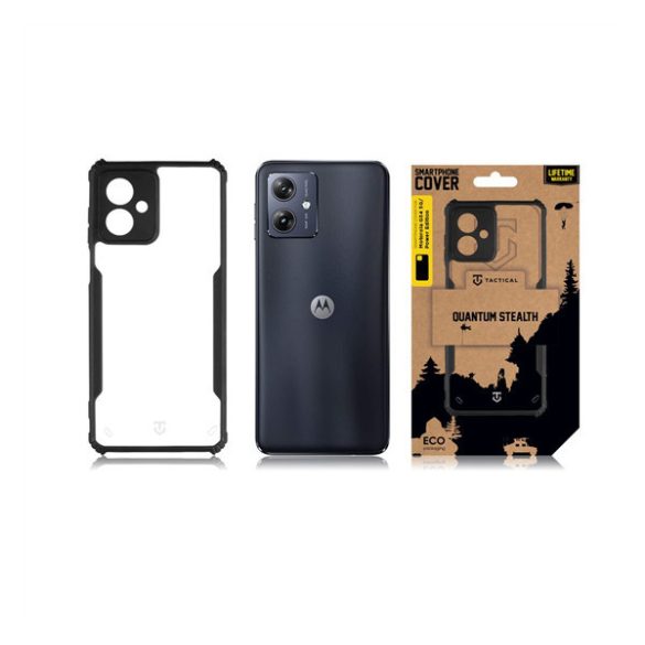 Motorola Moto G54, Szilikon tok, közepesen ütésálló, légpárnás sarok, Tactical Quantum Stealth, átlátszó/fekete