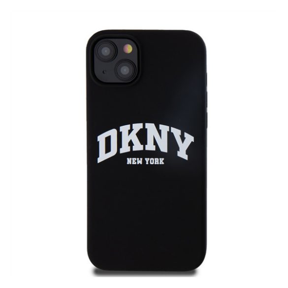 DKNY Liquid Silicone Arch Logo iPhone 15 Plus MagSafe hátlap tok, fekete